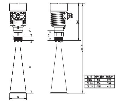 調(diào)頻雷達(dá)物位/液位計外形尺寸圖